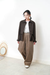 Camel brown corduroy pants with belt