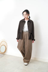 Dark brown blazer w/ peplum layering