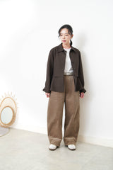 Dark brown blazer w/ peplum layering