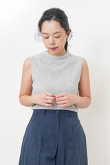 Sky Blue sheer pattern long vest in wrinkle texture
