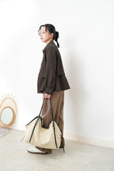 Dark brown blazer w/ peplum layering