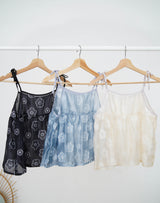 Blue sheer flower pattern cami