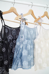Blue sheer flower pattern cami