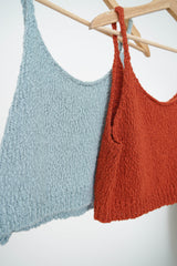 Sky blue texture knit cami