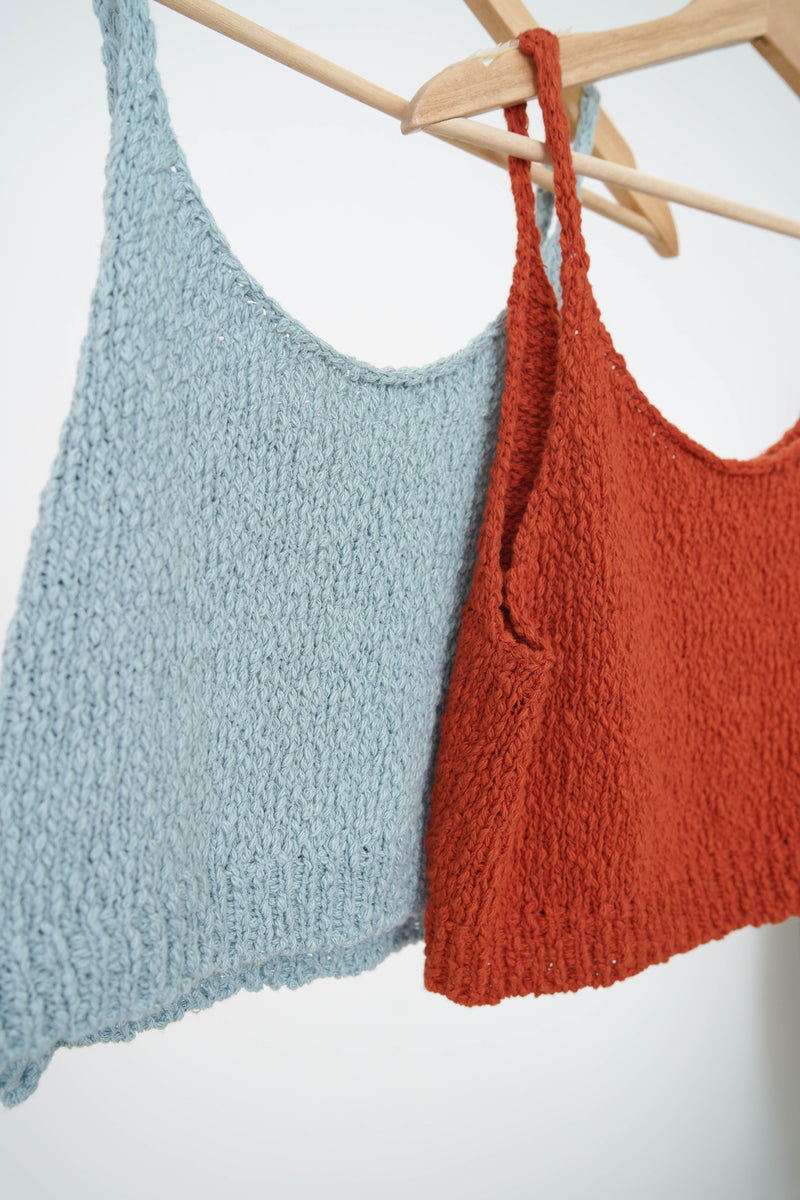Sky blue texture knit cami