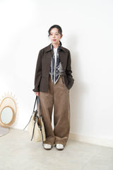 Dark brown blazer w/ peplum layering
