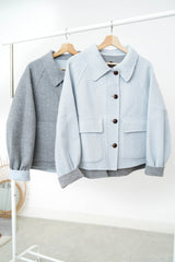 Blue merino wool jacket in 2 ways