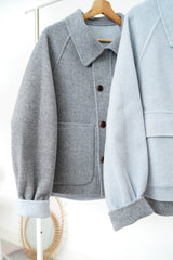 Blue merino wool jacket in 2 ways