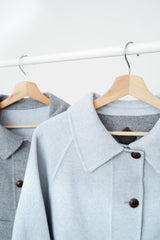 Blue merino wool jacket in 2 ways