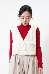 Ivory padded down vest w/ pocket