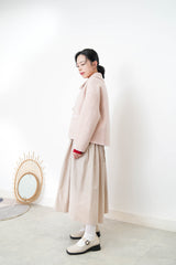 Baby pink 90% handmade wool jacket w/ knit trimmed details