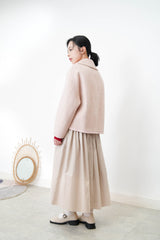 Baby pink 90% handmade wool jacket w/ knit trimmed details
