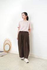Sakura pink linen top w/ elastic hem KTP5418PK PK2 GN2 190 315/299 284/270