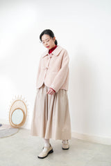 Baby pink 90% handmade wool jacket w/ knit trimmed details