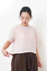 Sakura pink linen top w/ elastic hem KTP5418PK PK2 GN2 190 315/299 284/270