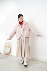 Light beige pleats round skirt w/ straps