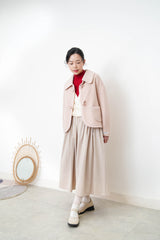 Baby pink 90% handmade wool jacket w/ knit trimmed details