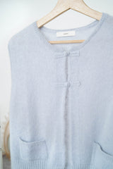 Baby blue brush wool vest w/ detail buttons
