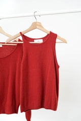 Red asymmetric premium wool sweater in set