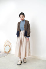 Light beige pleats round skirt w/ straps