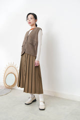 Brown alpaca vest in round hem