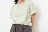 Avocado green linen top w/ elastic hem