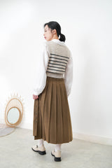 Grey stripes vest w/ buttons details hem