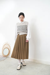 Grey stripes vest w/ buttons details hem