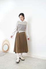 Grey stripes vest w/ buttons details hem