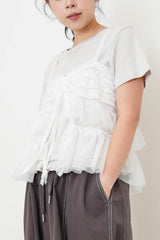 Detail ruffle mesh cami w/ ruffle tee in set