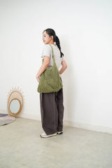 Green frech net beach bag w/ inner pouch