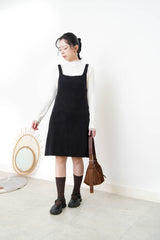Little black knit dress in square collar