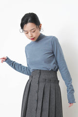 Blue stand collar inner in stripes