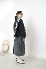 Soft knit sleeves scarf in stripes