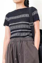 Navy pattern knit vest