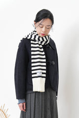 Soft knit sleeves scarf in stripes