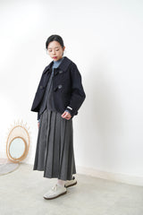 Charcoal alpaca vest in round hem