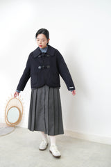 Black 90% handmade wool jacket w/ knit trimmed details