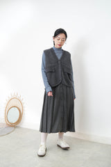 Blue stand collar inner in stripes