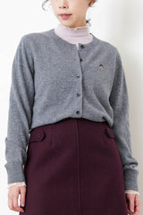 Grey soft cardigan w/ embroidery
