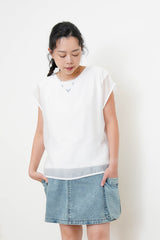 White sheer double layer extra smooth vest