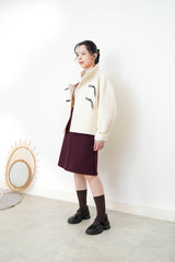 Ivory 100% wool jacket w/ leather buckles