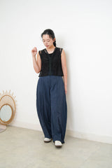Black lace vest blouse
