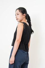 Black lace vest blouse