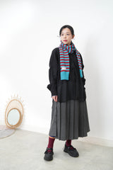 Soft knit sleeves scarf in stripes