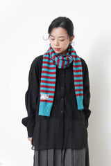 Soft knit sleeves scarf in stripes