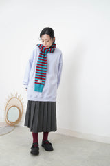 Soft knit sleeves scarf in stripes