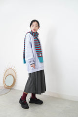 Soft knit sleeves scarf in stripes