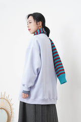 Soft knit sleeves scarf in stripes