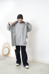 Navy corduroy trousers in loose cut